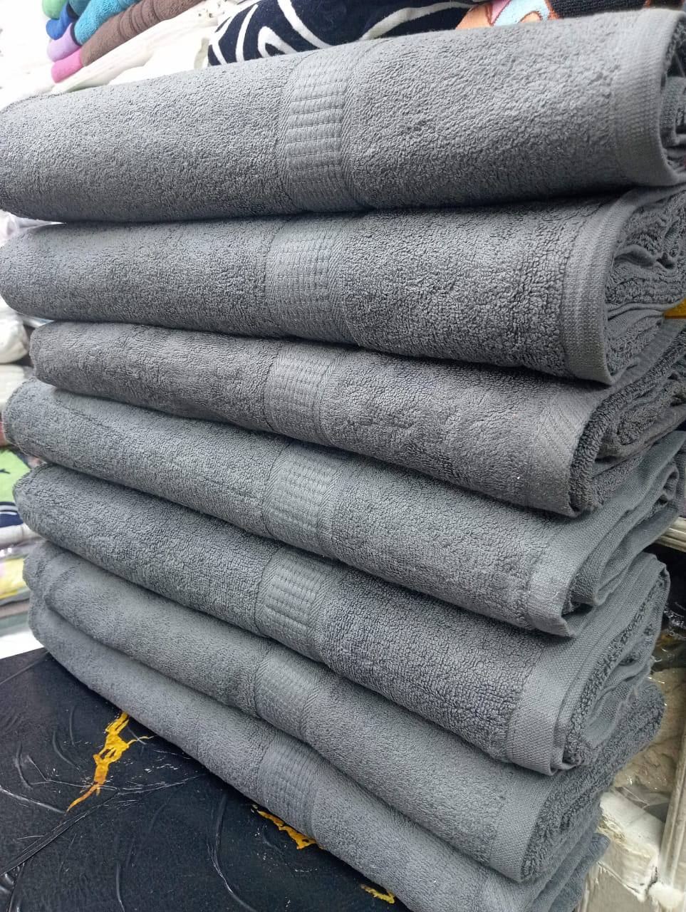 Grey plain cotton large towels