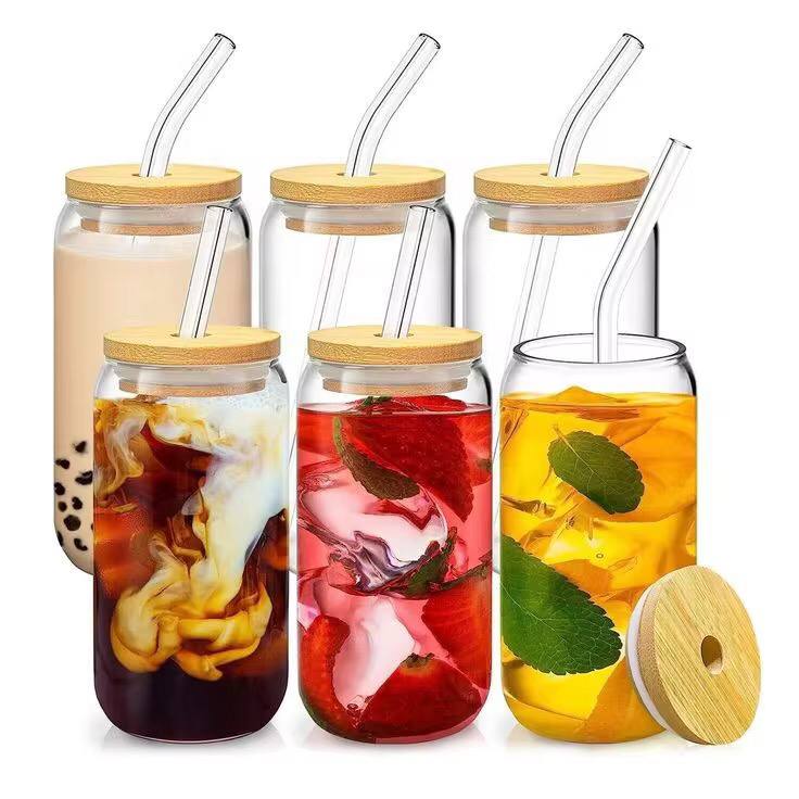 500ml Glass Cup With Lid and Straw  
Price