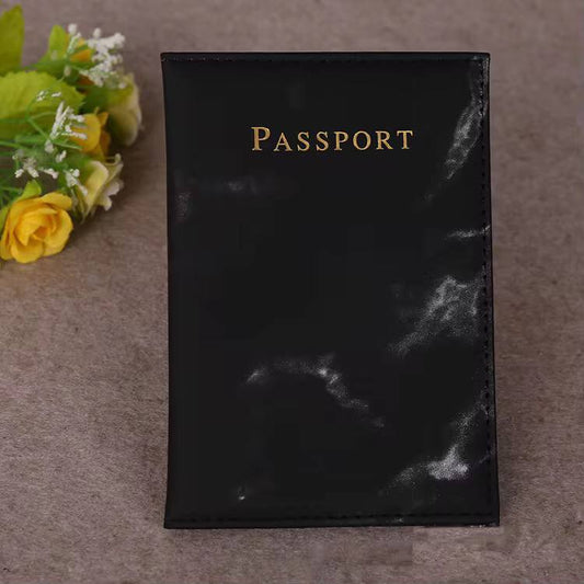 Pu leather passport cover with marble effect.