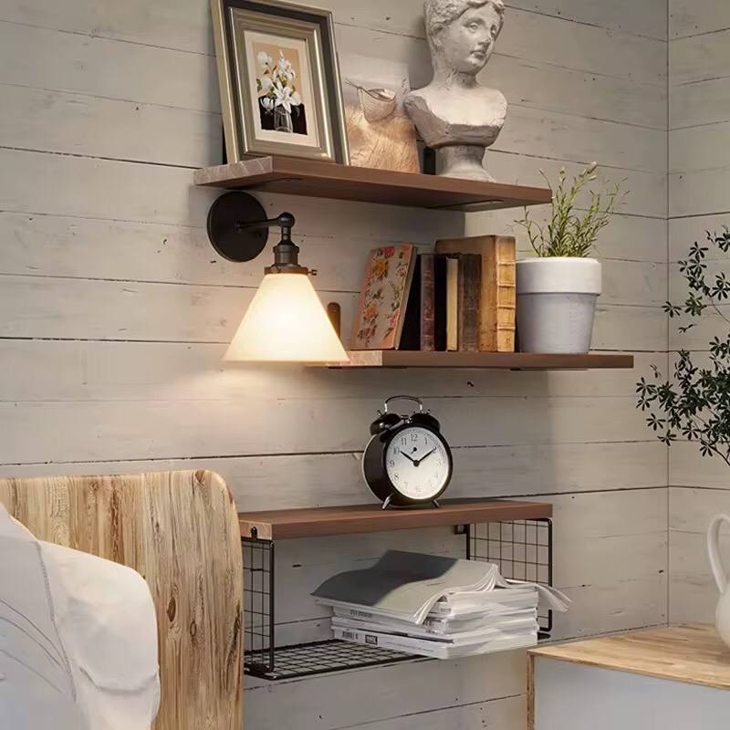 Solid pine wood bathroom floating shelves