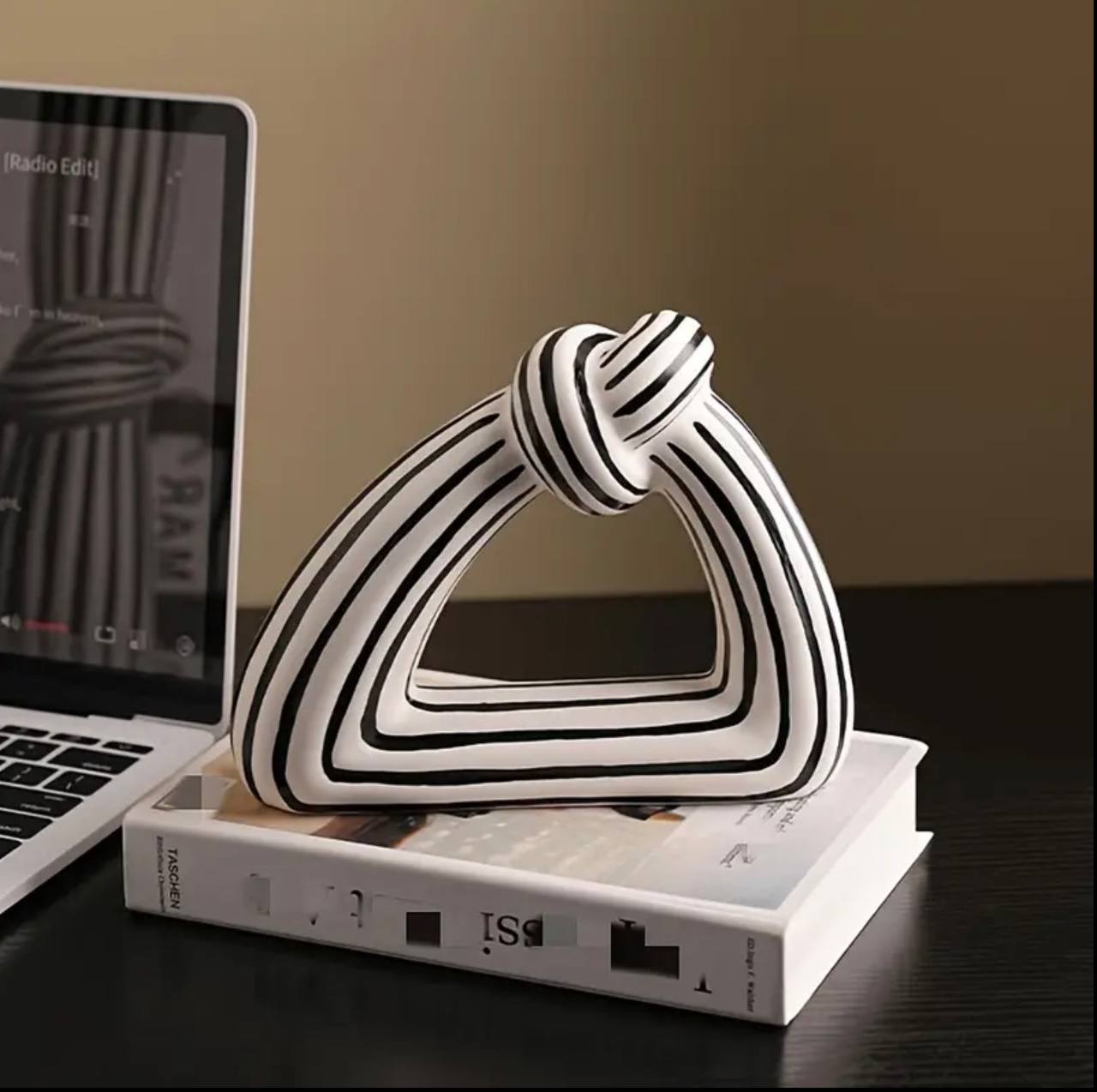 Interior creative black & white stripes knot abstract home decoration / premium decorative ornament