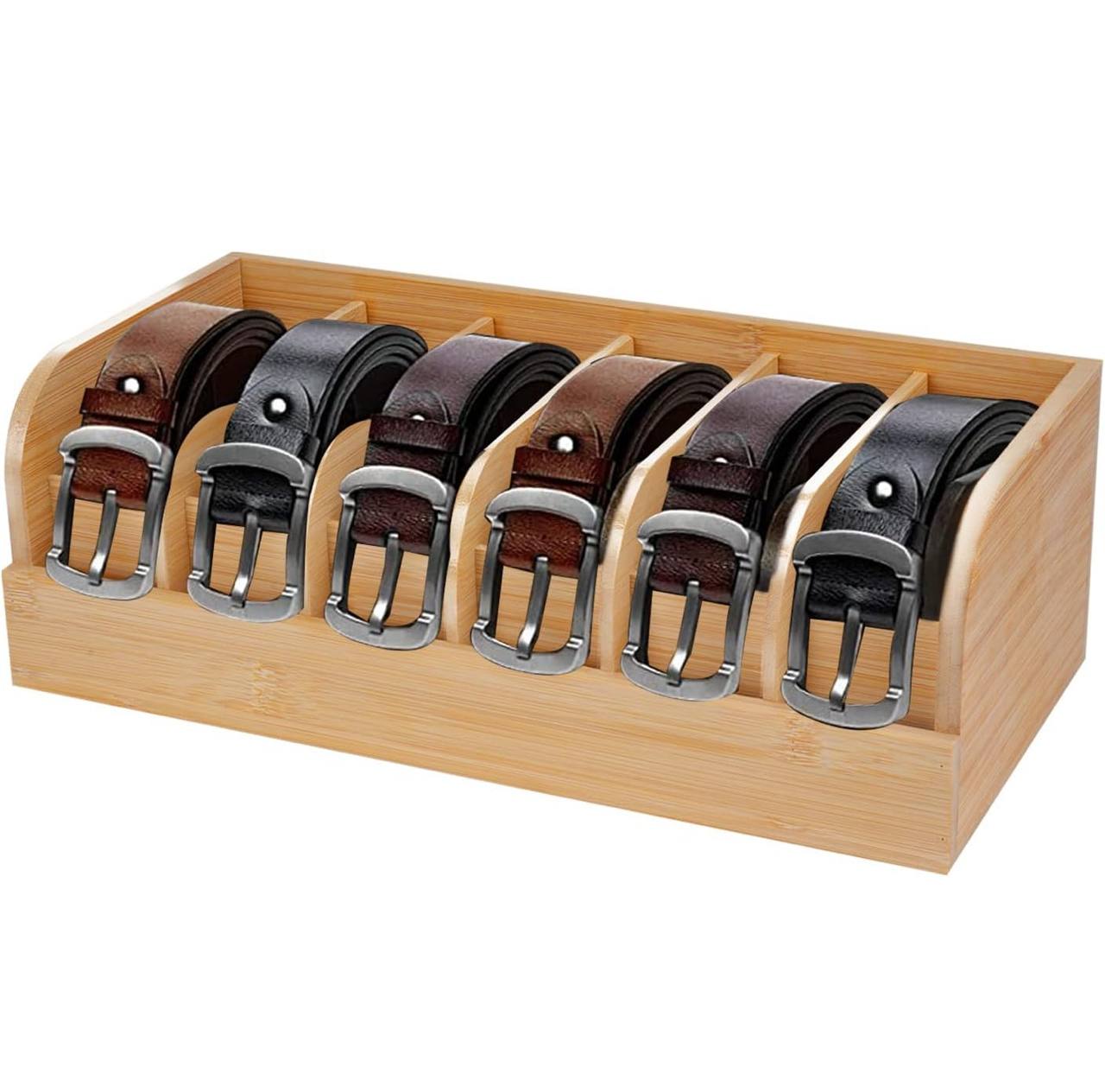Premium bamboo belt organizer