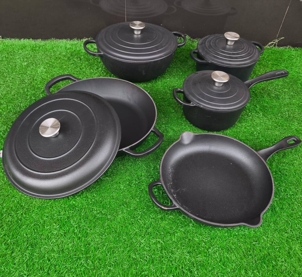9pcs Enamel Cast iron cooking pots