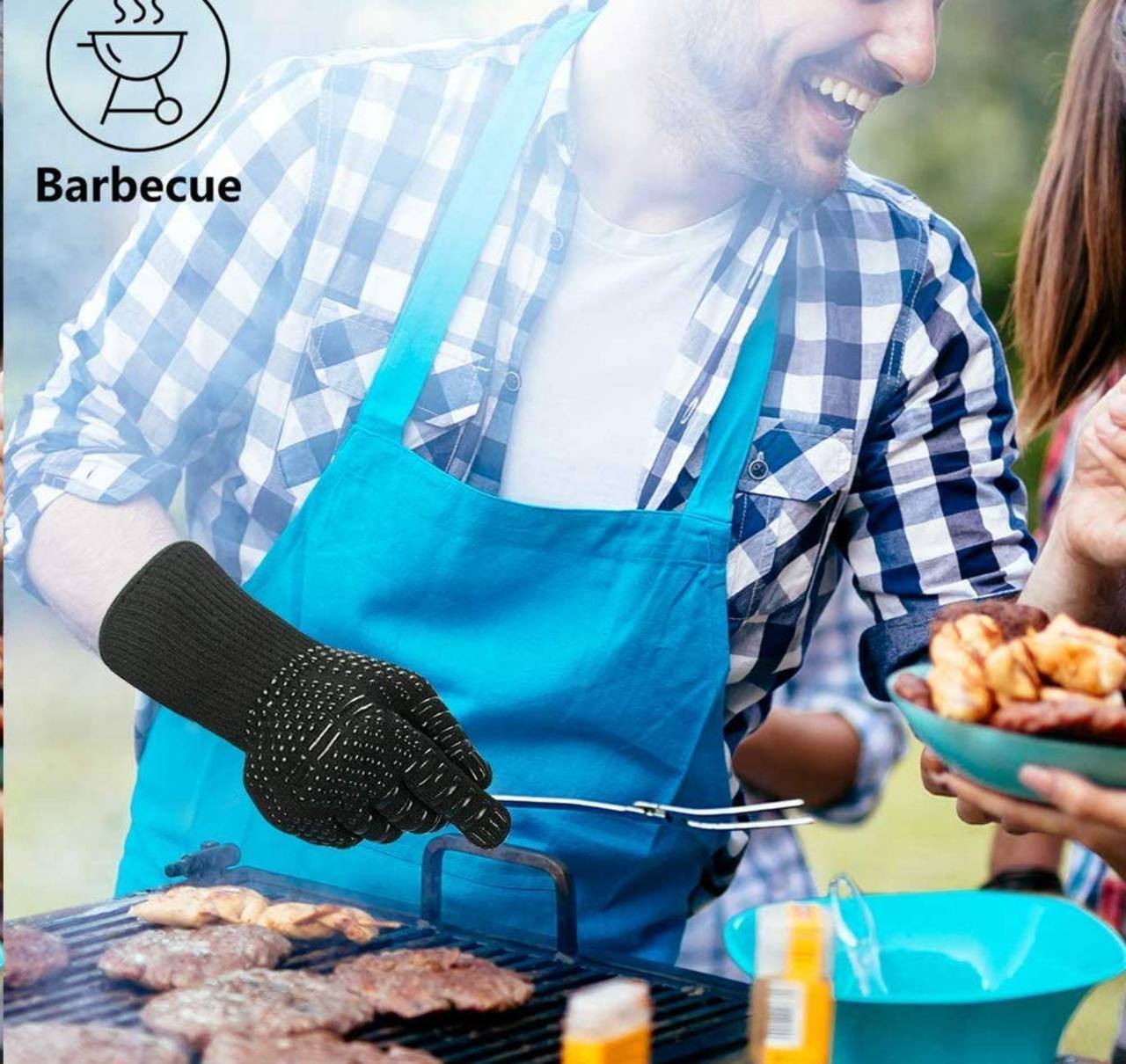 Barbeque fireproof gloves a pair