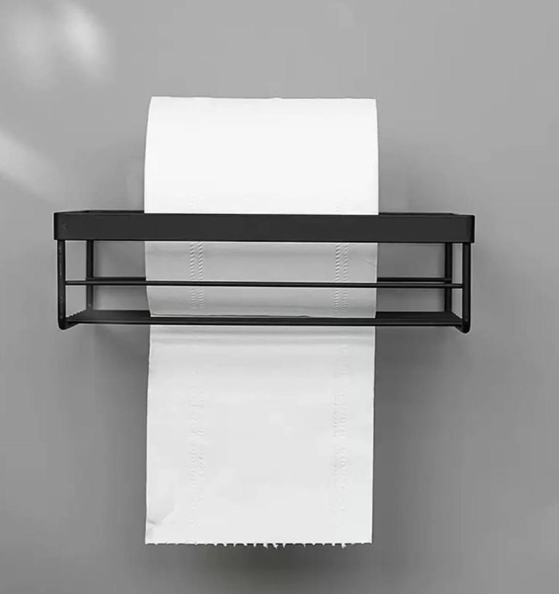 Punch free storage rack for toilet paper towel box