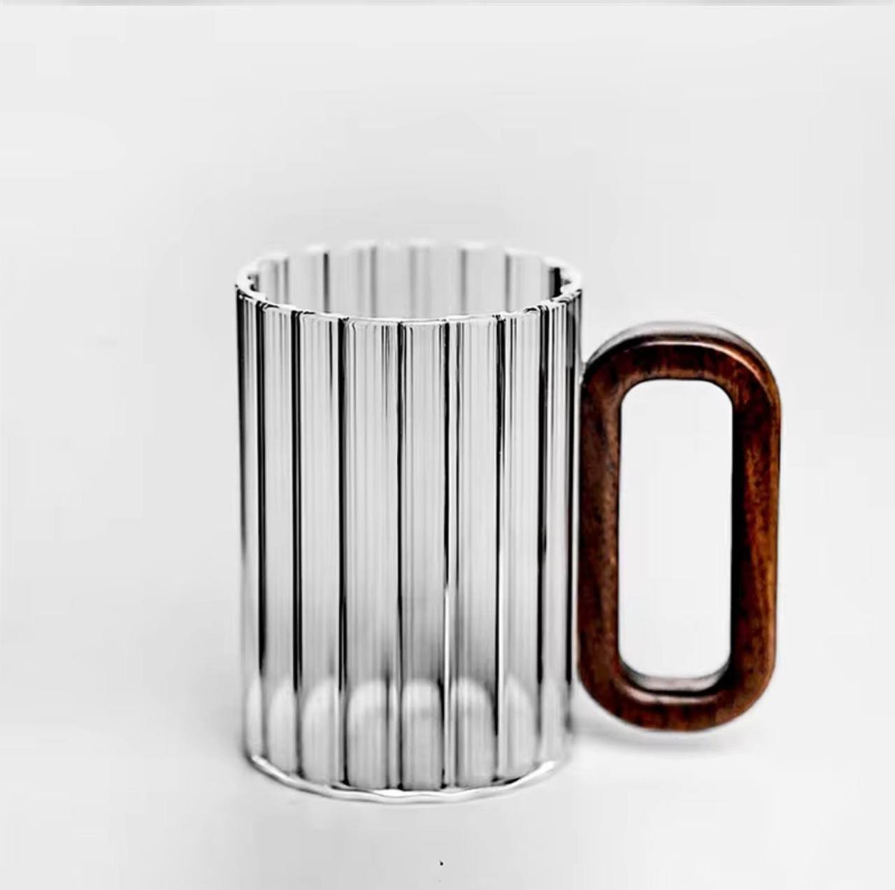 Stylish, unique Heat resistant borosilicate ribbed glass  mugs.