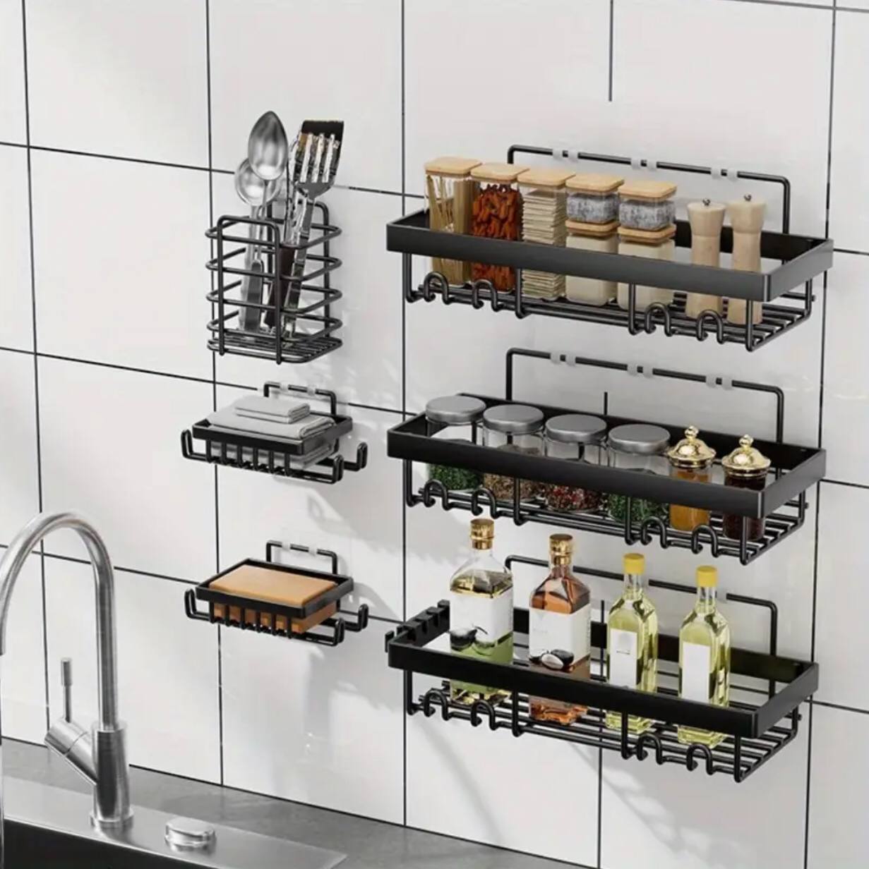 6pcs set Shower caddy shelf/Bathroom organizer