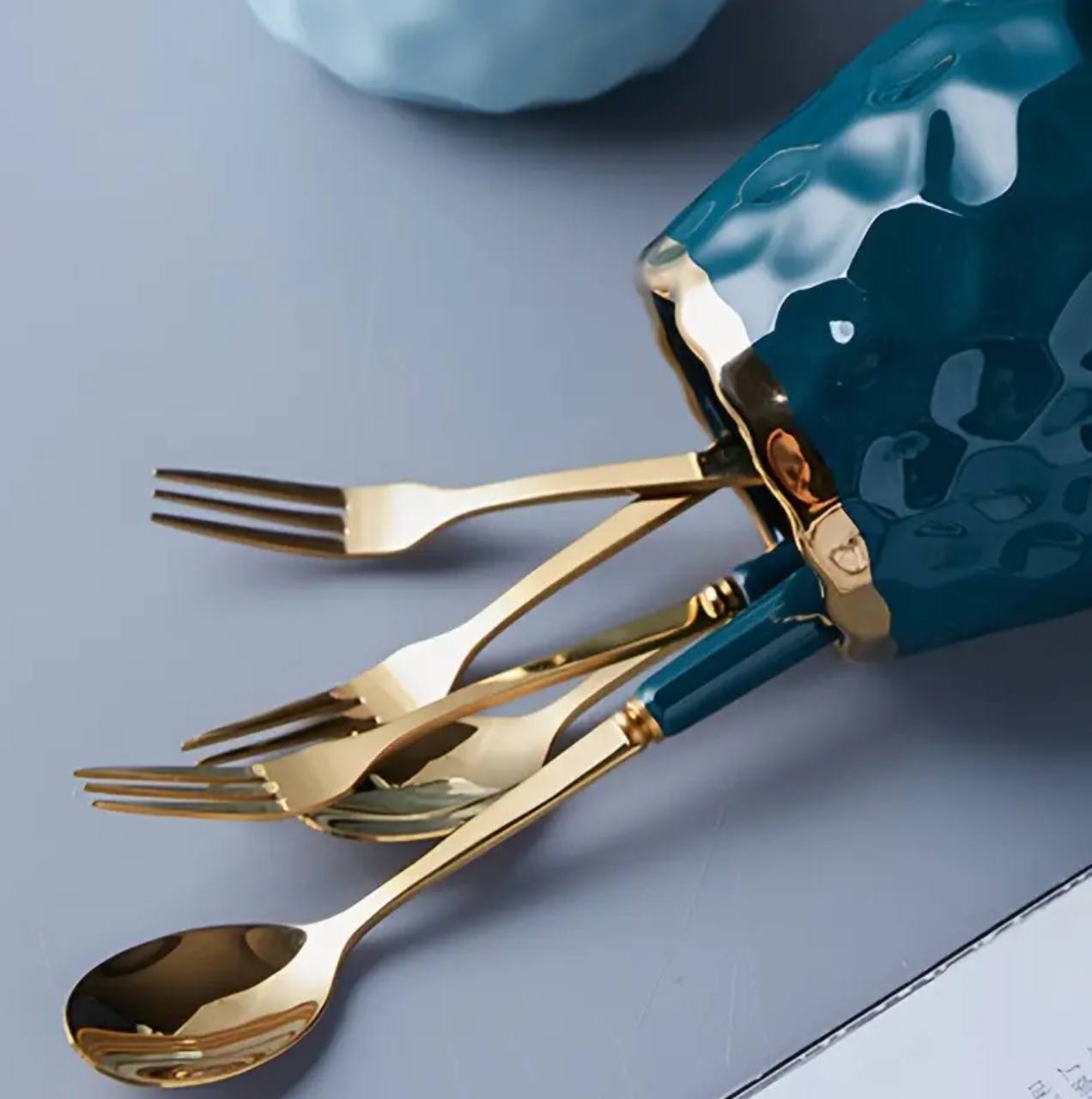 Nordic Light Luxury Fruit Fork and Spoon Ceramic Storage Tank Set