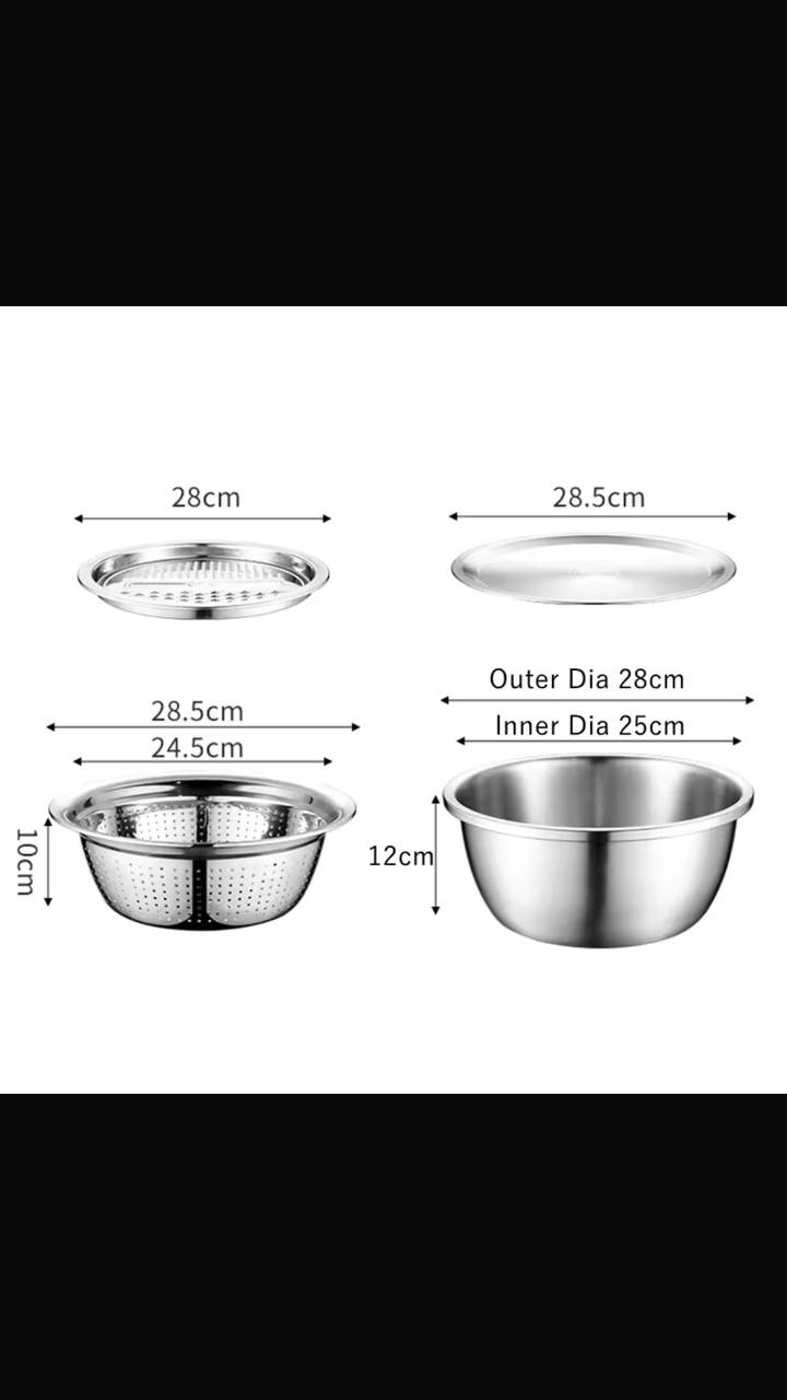 26cm 4PCS  Set 304 colander Stainless Steel Bowl with Lid.