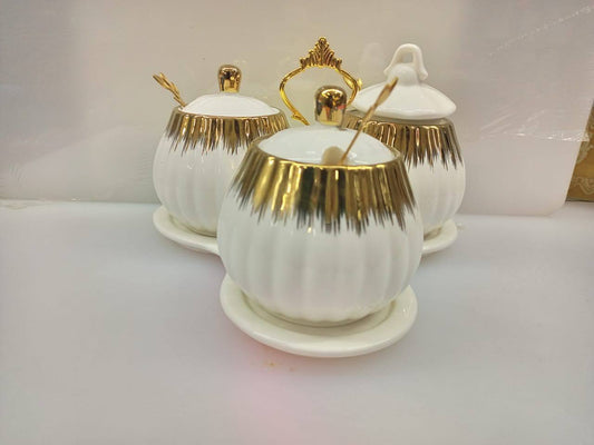 3 PCs sugar dish with base