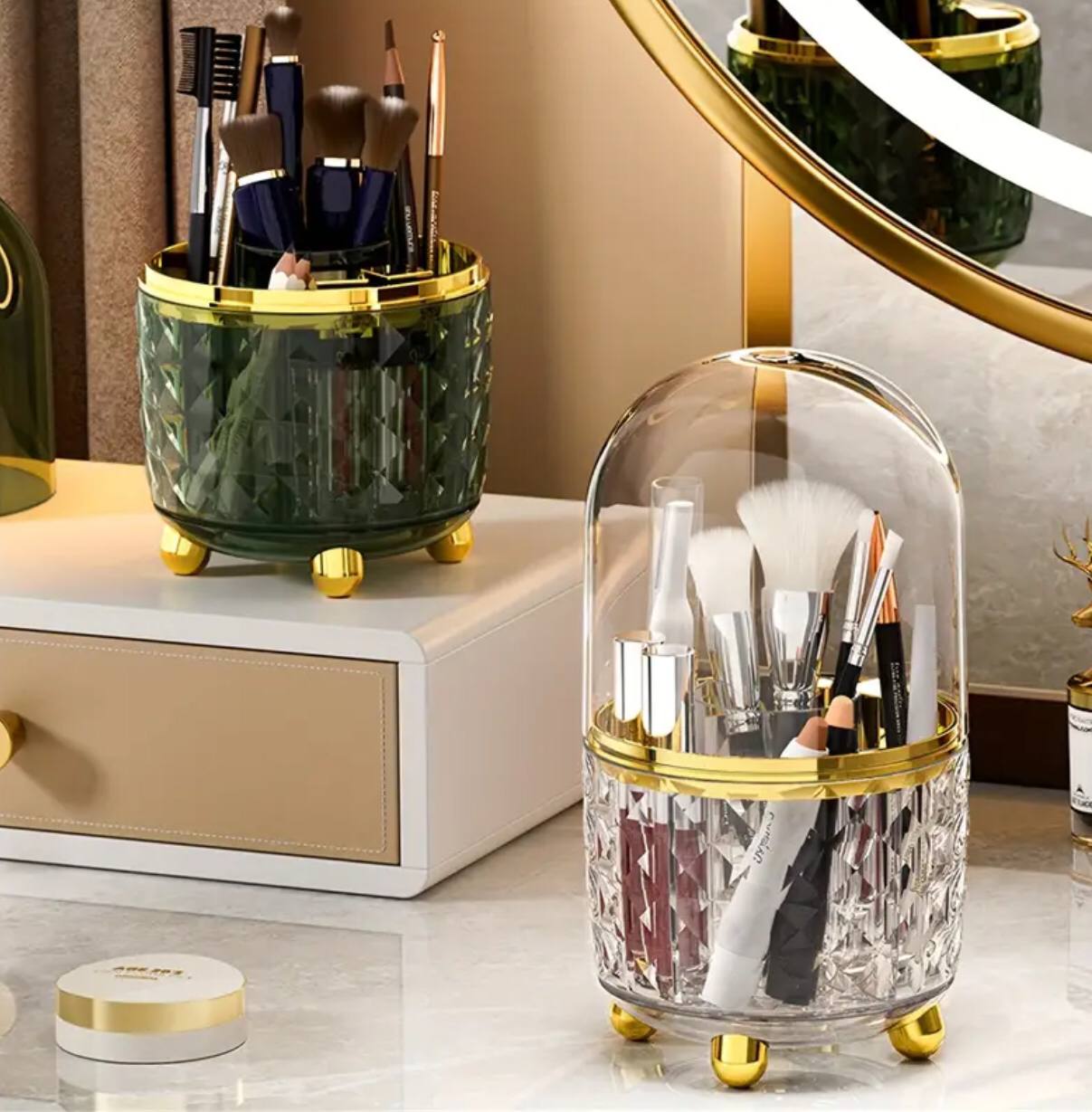Luxury 360° rotating makeup brushes holder