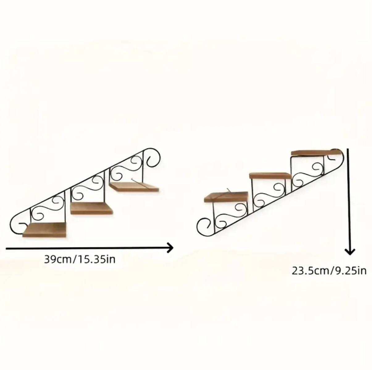 Staircase wall hanging flower shelf