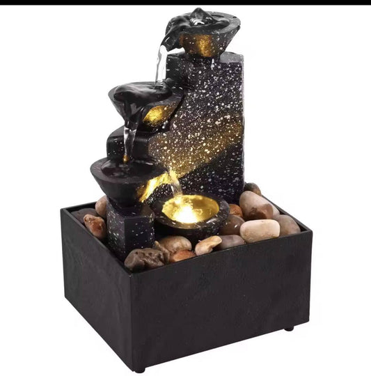3 storey Waterfall Ornament USB 5V Battery Power Supply Tabletop