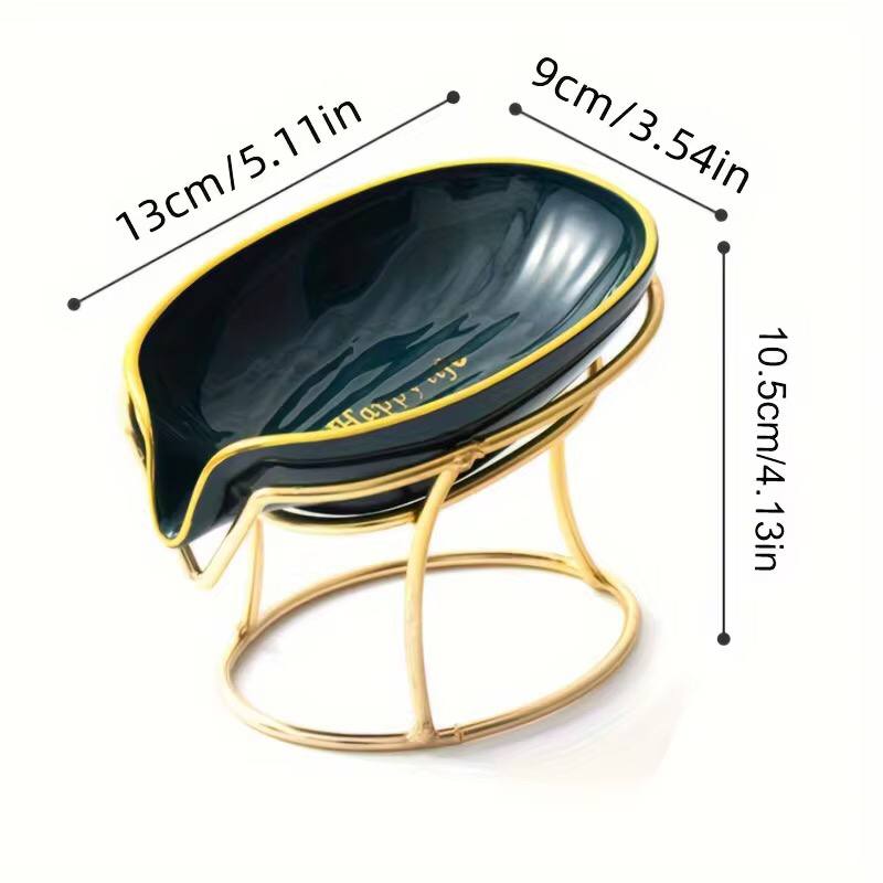 Happy life 45 degree slanted self draining soap dish with a golden stand