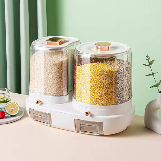 Rotatable grain storage box with compartments