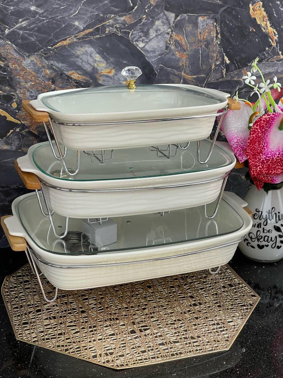 White plain Food warmers
3 PCs set