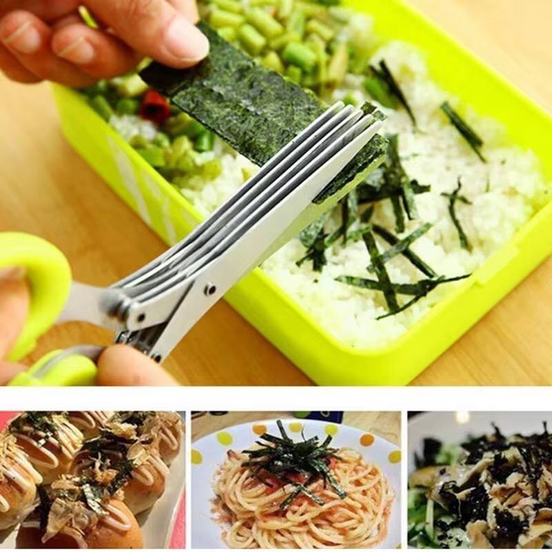 Multifunctional 5 layer herb scissors
