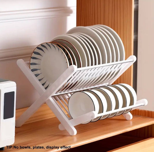 X Shape Foldable Dish Drainer Rack available in black or white