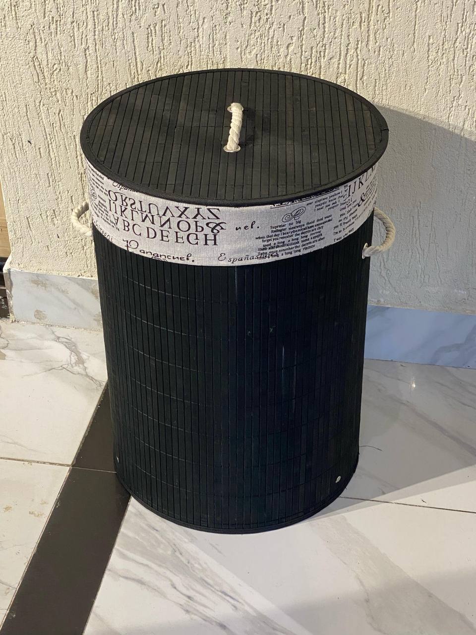 Eco-friendly foldable bamboo laundry basket black