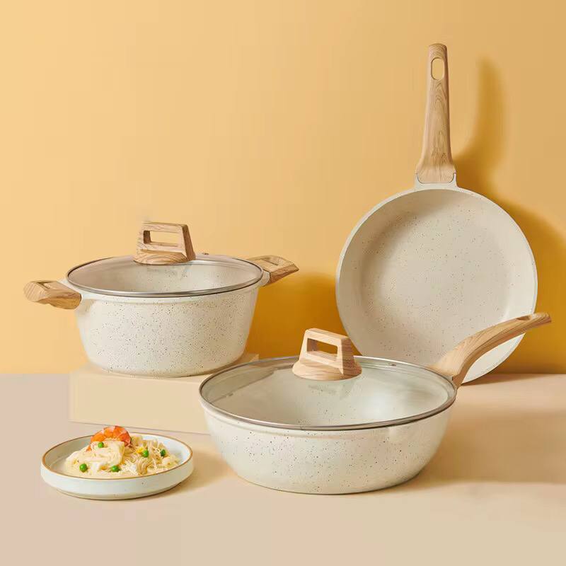 Non-Stick Kitchen Cookware Set Stone Pot Set.