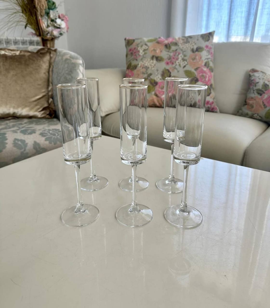 Elegant  Crystal Champagne Glass
 flutes 6pc