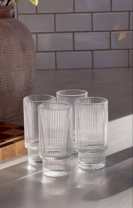 Creative Ribbed Crystal Glass Tumblers  6pc