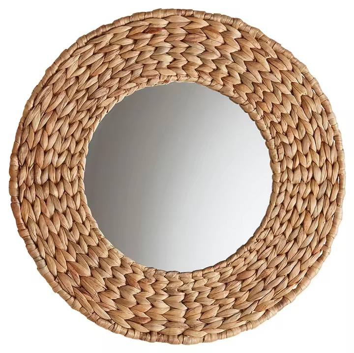 Decorative Water Hyacinth Handmade Braided Natural Boho Mirror