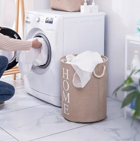 Round Cotton Linen Laundry Basket