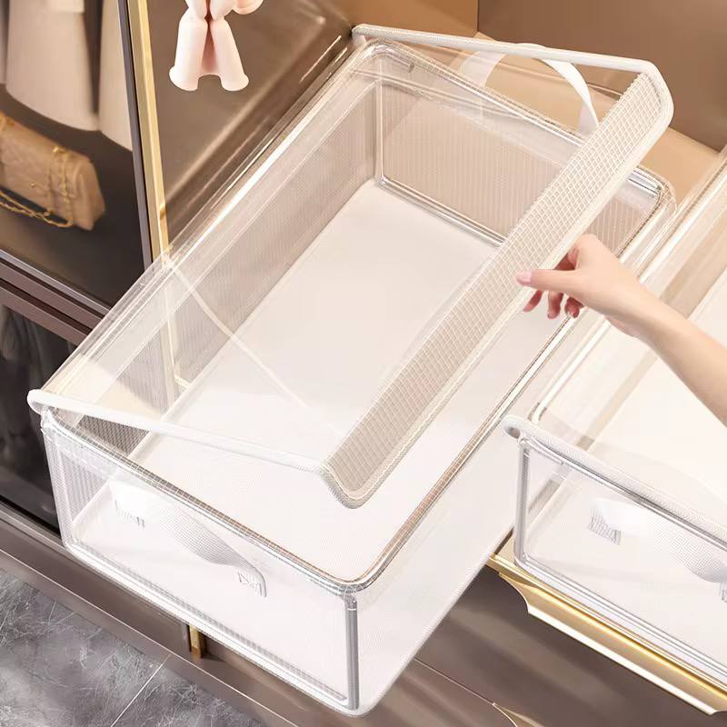 Clear Grid Steel Frame Storage Box with lid