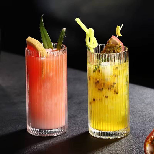 Unique Ribbed Aesthetic Highball Glass 6pc