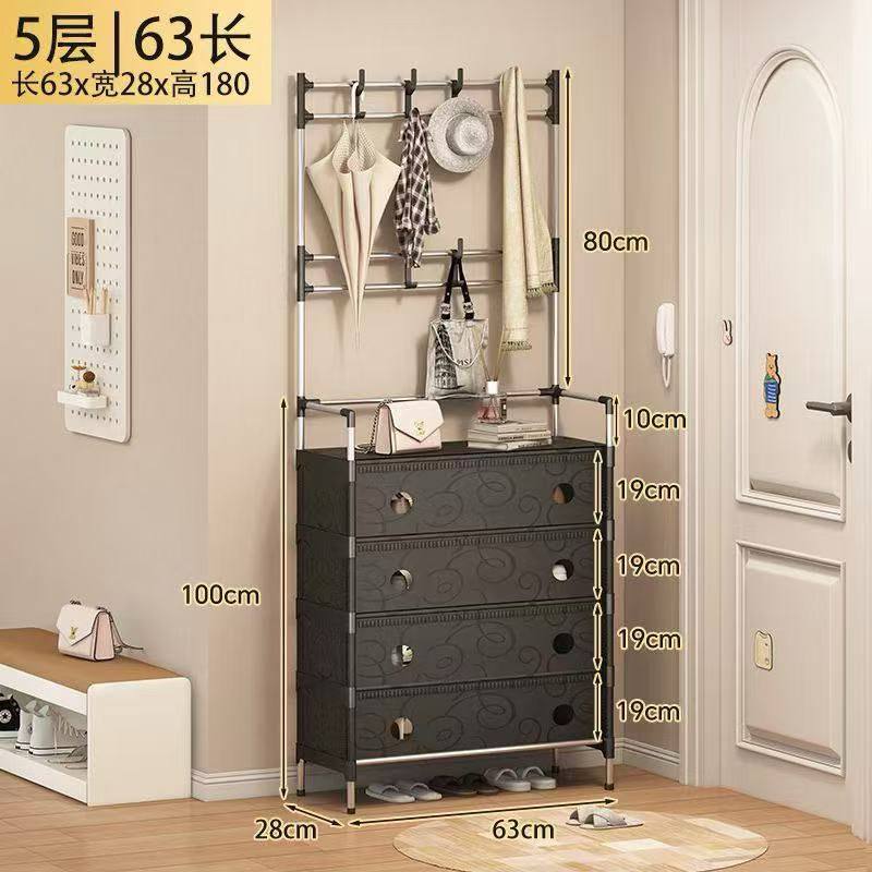 Five Tier Shoe Rack with 8 Utilities Hooks