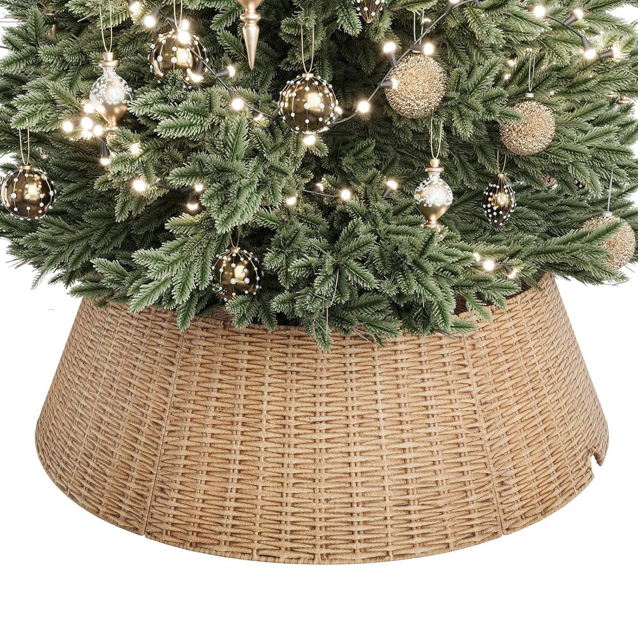 Hand woven Christmas tree skirt