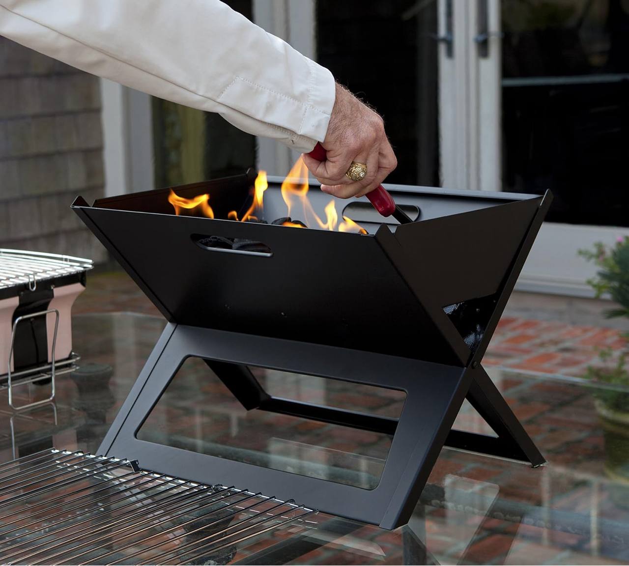 Heavy Portable barbecue CHARCOAL grill X-type