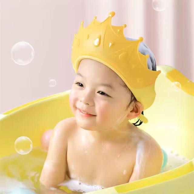 Adjustable Baby Shower Shampoo Cap Crown Shape Wash Hair Shield
