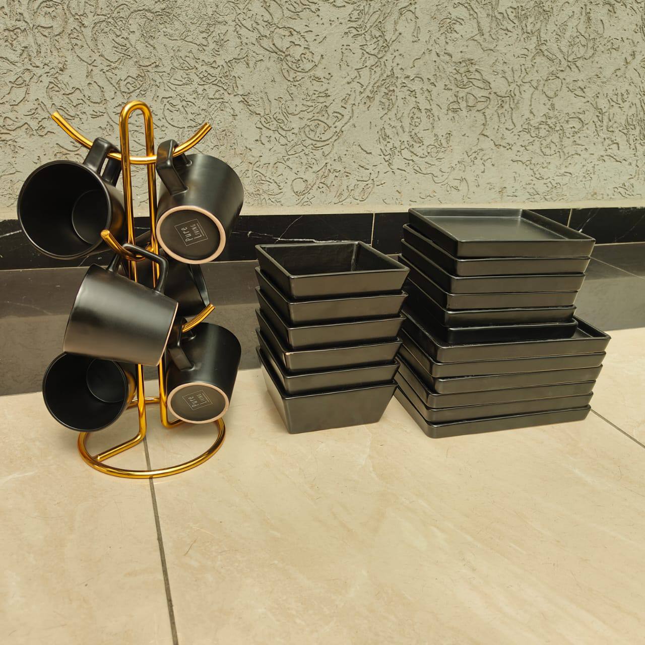 16pcs European style black dinner set