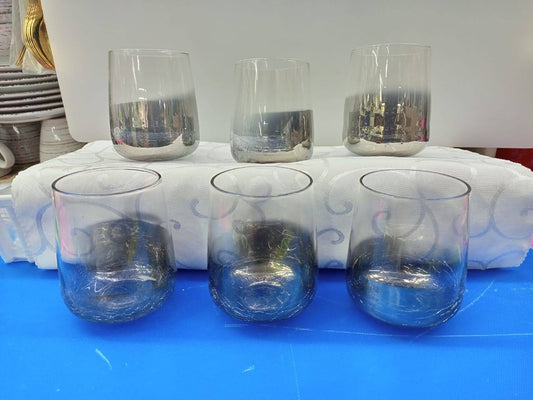 6 PCs black clerked whiskey glasses