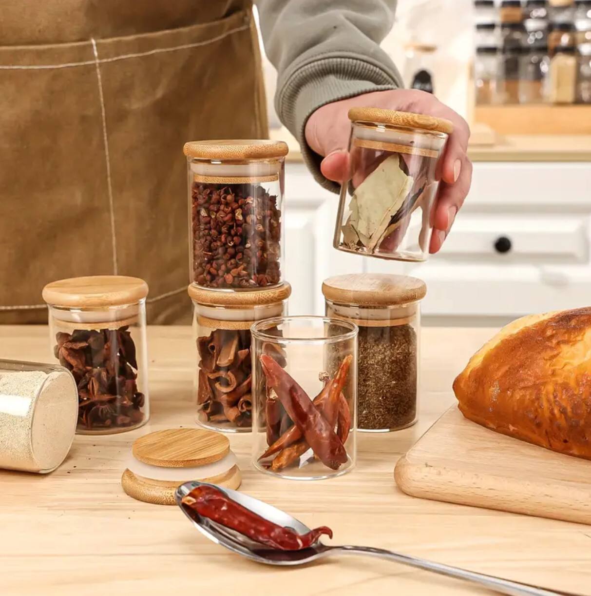 Round glass jars set