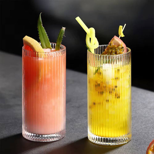 Unique Ribbed Aesthetic Highball Glass 6pc
