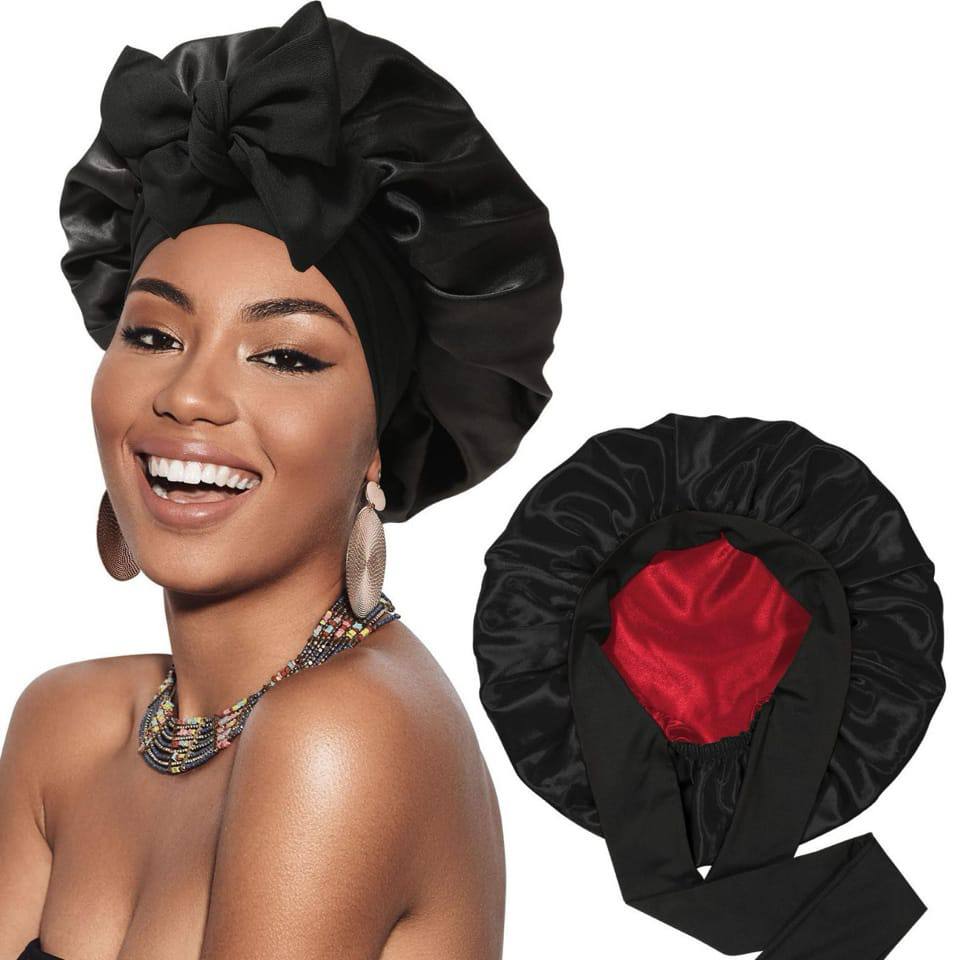 Reversable Satin Hair Bonnet with elastic tie band