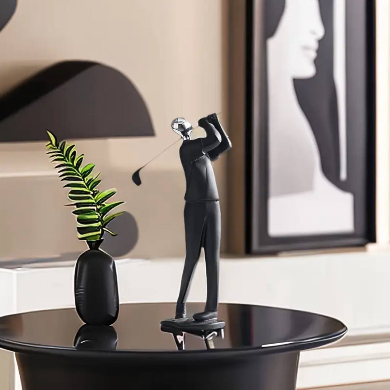 Golfer Sculpture Ceramic Decor piece