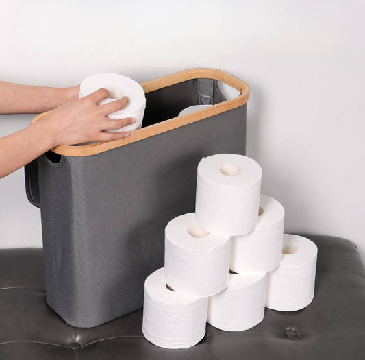 Slim Bathroom Storage bag with Bamboo Lid