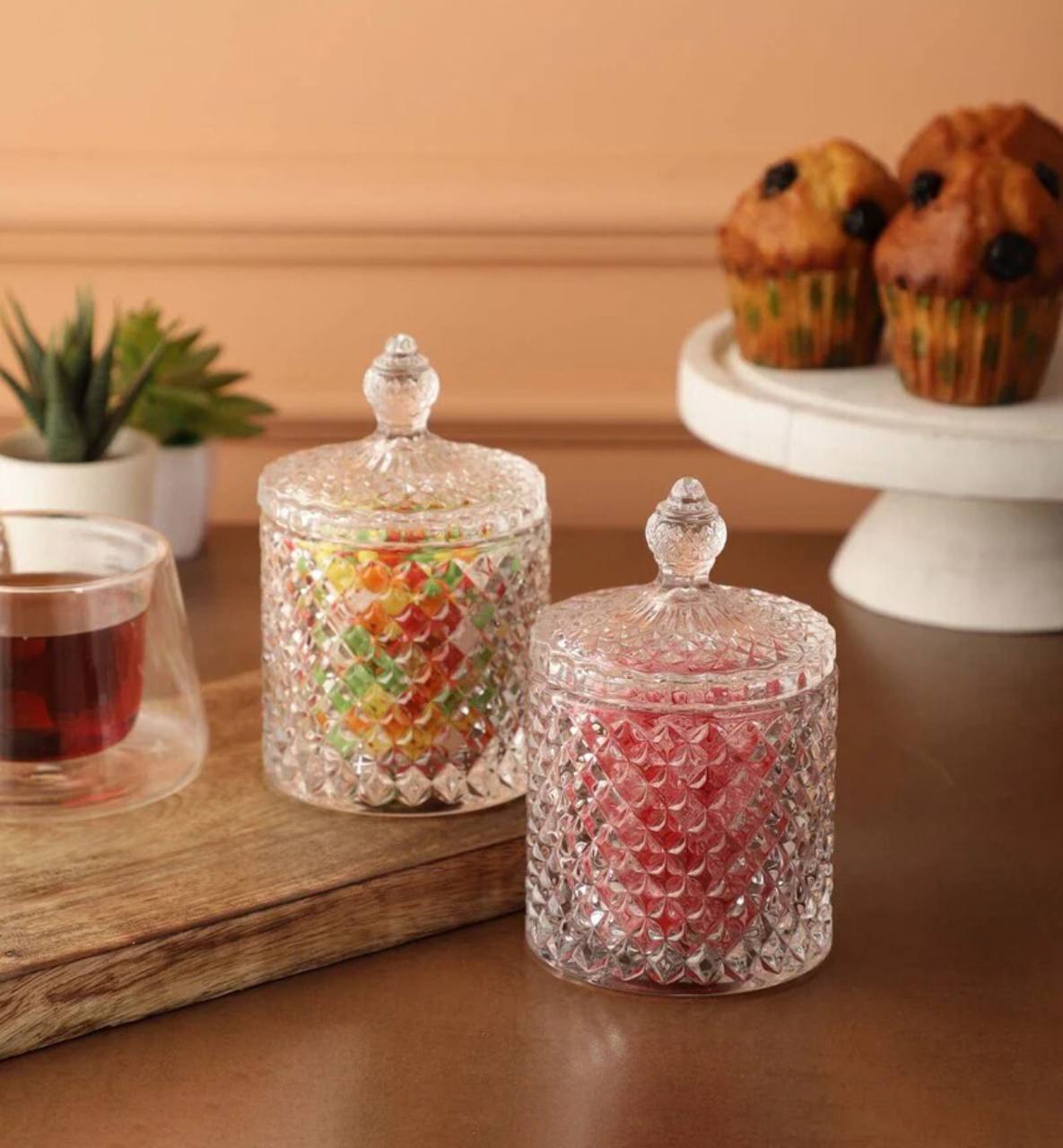 Glass Sweets Jar with Lid, glass Sugar dish