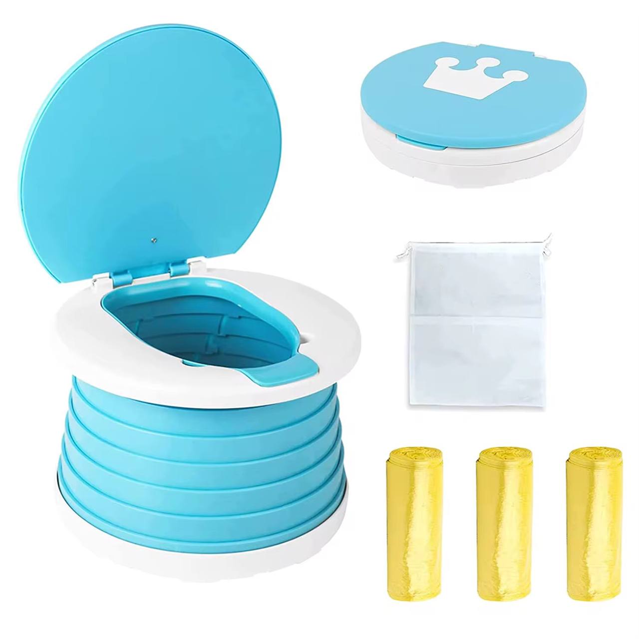 New 2-in-1 Children's Folding Toilet Portable Children's Travel Toilet Car Baby Toilet Potty Training Seat Suitable for Camping
