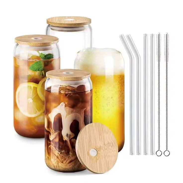 500ml Glass Cup With Lid and Straw  
Price