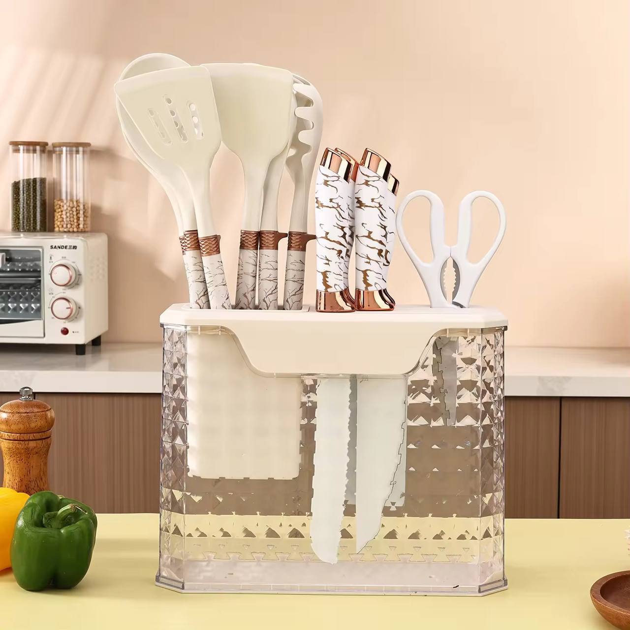 16PCS/Stainless Steel Kitchen Knife Silicone kitchenware set