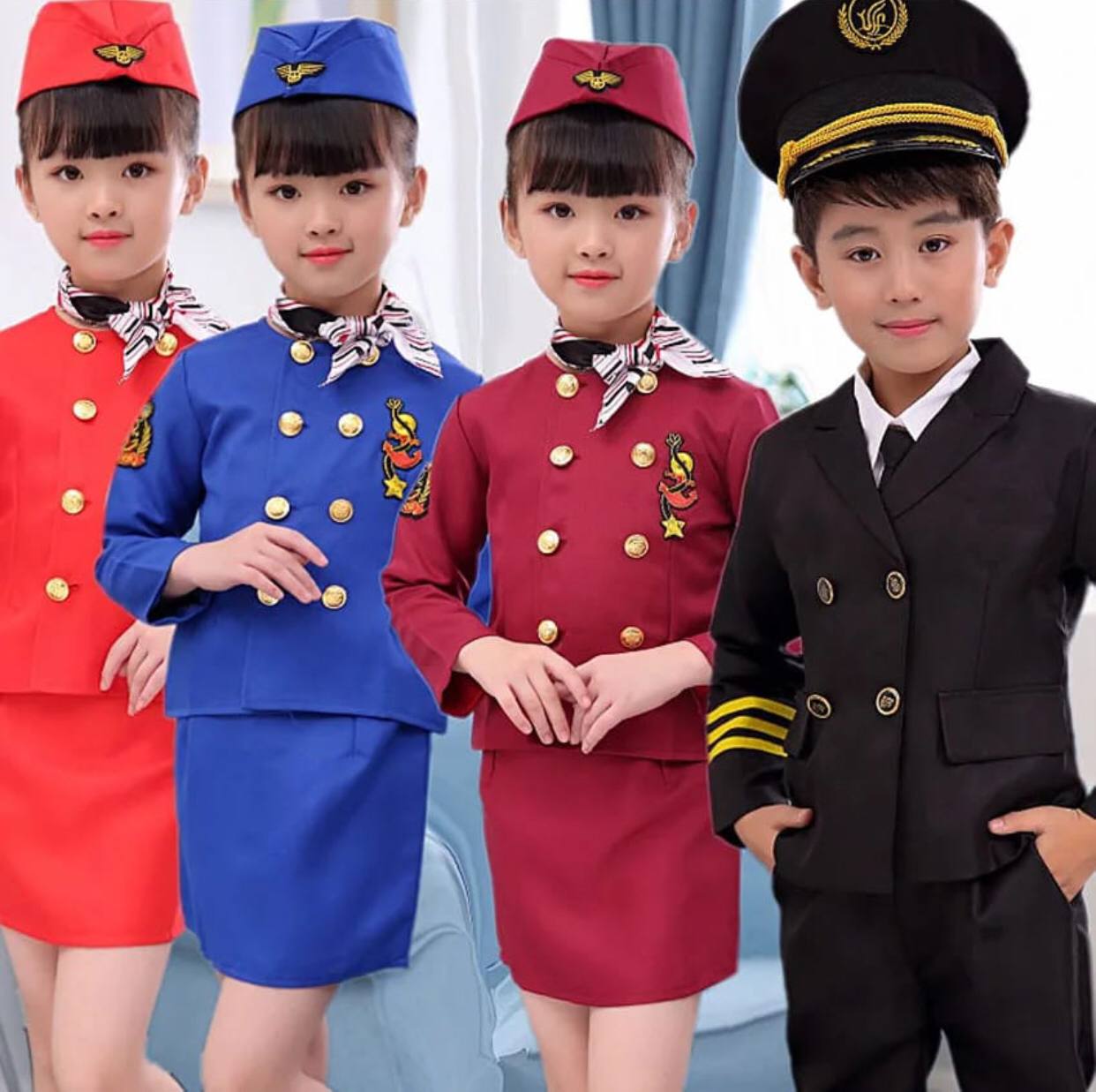 Professional Children's flight
attendant cosplay costume