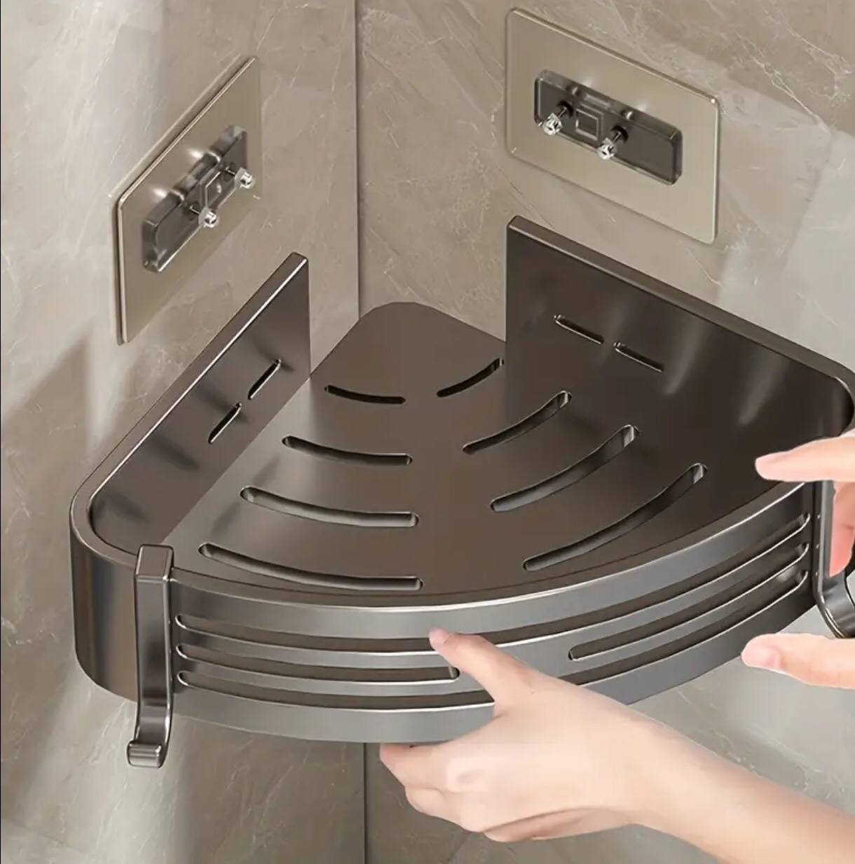 2pcs Corner Aluminum wall mounted Bathroom Shelf Set