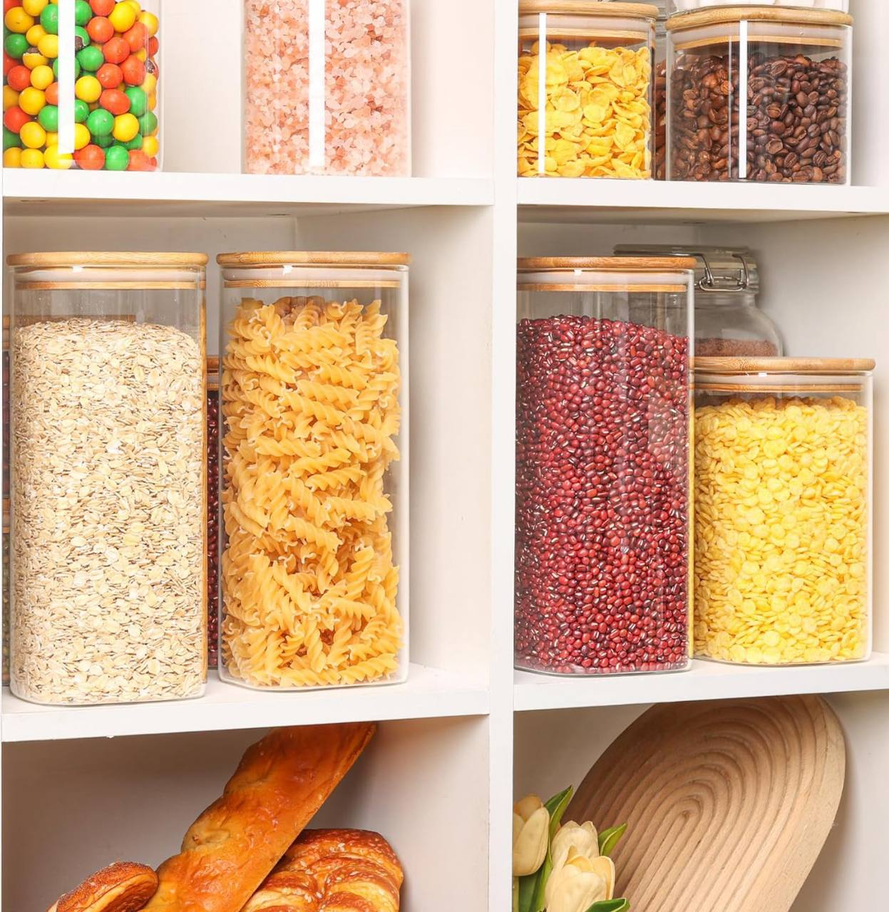 Rectangular shape glass spaghetti jar