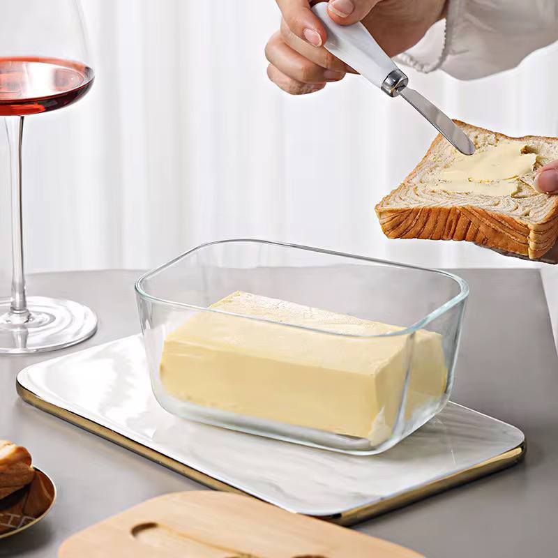 transparent Glass butter dish