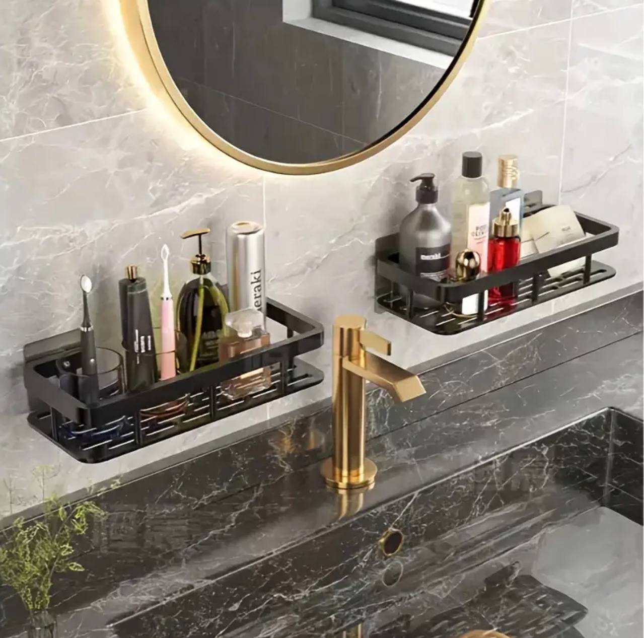 Double bathroom racks